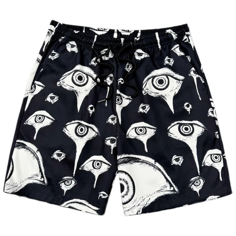 

Summer Y2K Gothic Eye Full Over Print Street Style Unisex Casual Quick-dry Beach Shorts Comfy Relaxed-Fit Flexible Moto Shorts
