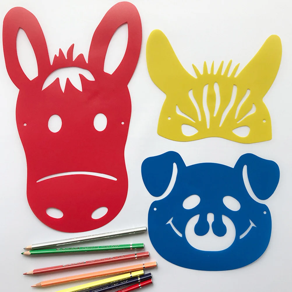 1 مجموعة قوالب اللوحة الكرتون الحيوان متعدد نمط الجوف الملونة رسم الإستنسل DIY بها بنفسك الاطفال الحرف أدوات الرسم الخيال #2