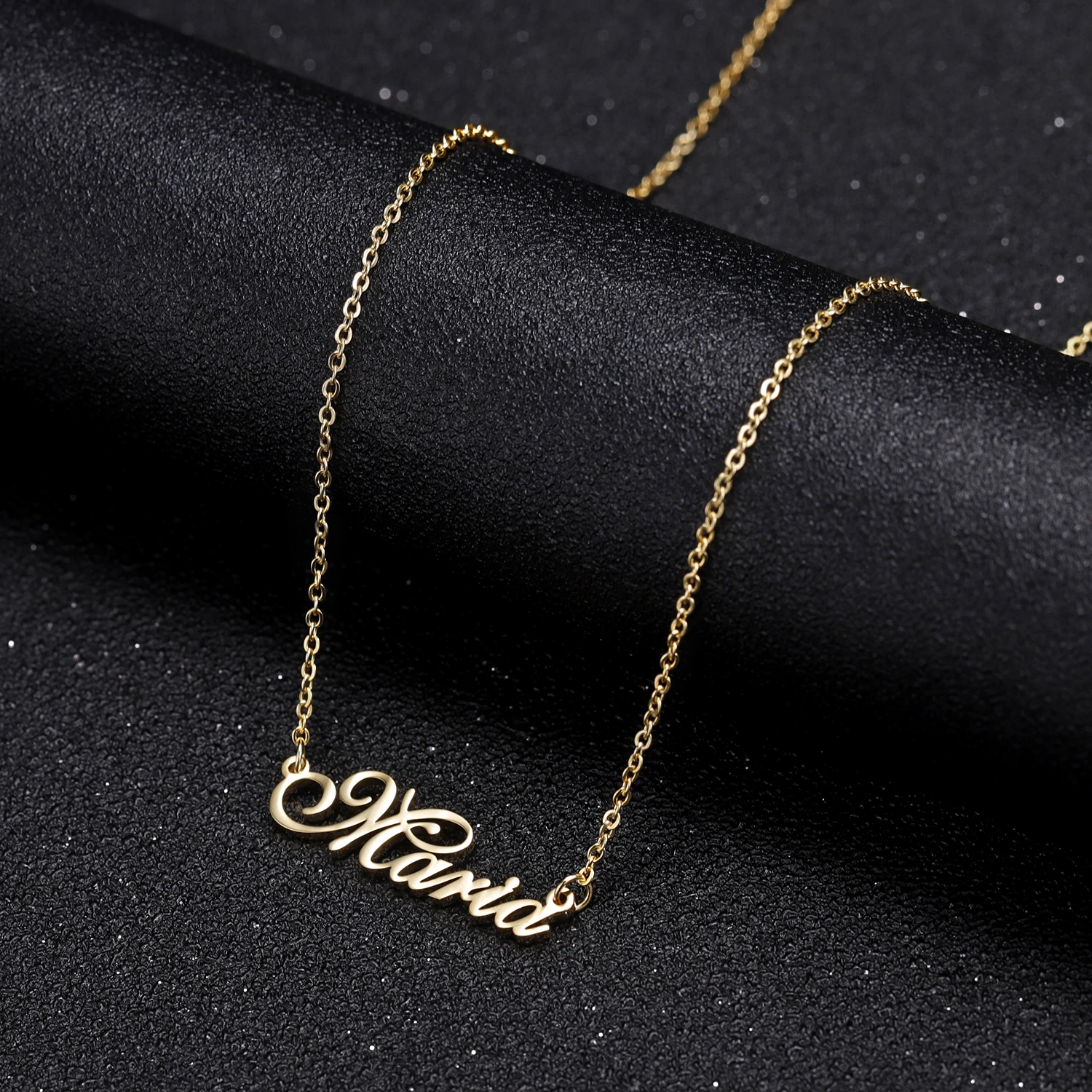 Qitian Custom Name Necklace Personalized Nameplate Name Pendant For Woman Gift Gold Stainless Steel Chain Jewelry
