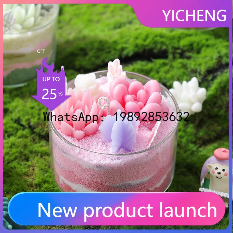 

LZ scented candle DIY succulent fragrance indoor plant cactus sand painting handmade wedding gift