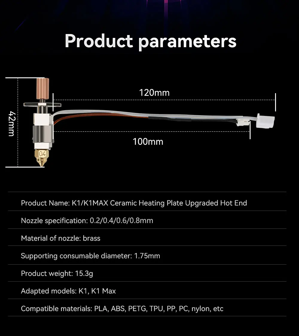 Hotend Kit For Creality K1/ K1 Max Upgrade 550°C High Temperature Rapid Printing Ceramic Heating Block For K1 MAX CR-M4 Extruder