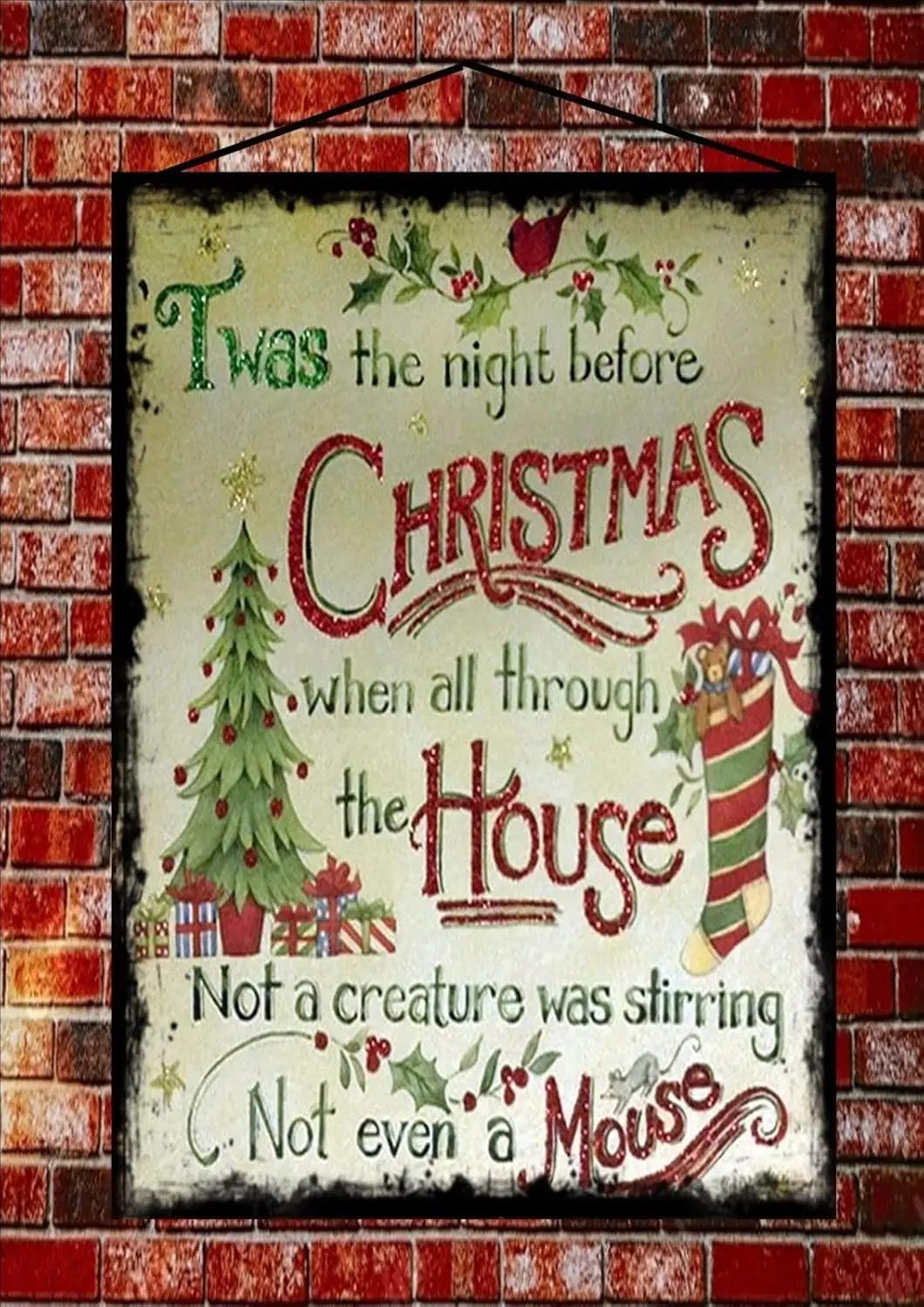Vintage Style TWAS The Night Before Christmas When All Through The House Not a Creature was Stirring Not Even a Mouse Retro Meta