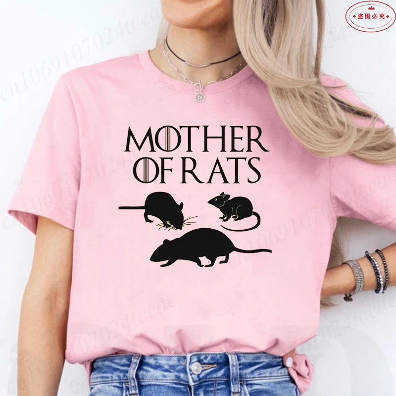 

Fashion T Shirt Mother of Rats Rat Lovers Print T-shirt for Women Casual Oversized Funny Tshirt Elegant Short Sleeve Y2k Tops