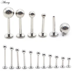 1PC Internally Threaded Titanium Ball Anodized Labret Lip Stud Ring Ear Tragus Cartilage Barbell Earrings Body Piercing Jewelry