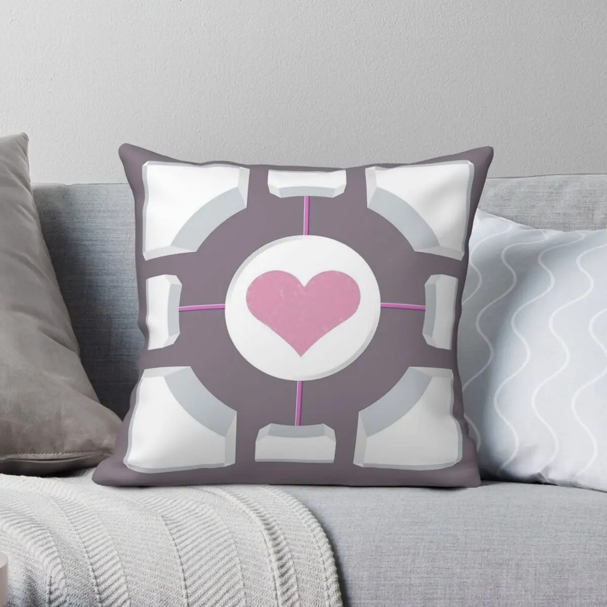 Portal Companion Cube Square Pillowcase Polyester Linen Velvet Pattern Zip Decor Throw Pillow Case Home Cushion Case