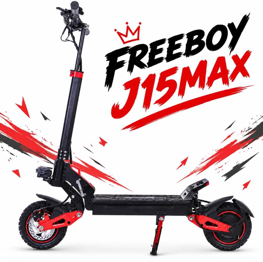 Monopattino elettrico pieghevole FREEBOY J15Max per adulti, velocità massima 50 km/h, potenza motore 1600W, batteria al litio 48V 18Ah, autonomia 45-50 km, pneumatici da 10 pollici per tutti i tipi di