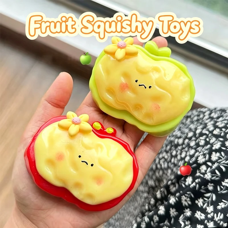 Jouets Squishy en forme de pomme et banane, accessoires de bureau, anti-stress, décorations amusantes à remontée lente, cadeaux