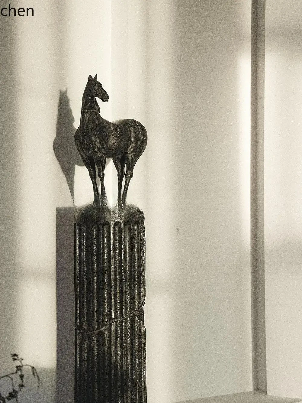BJ-12 horse sculpture table ornament hotel entrance retro pillar clothing store high-end floor base