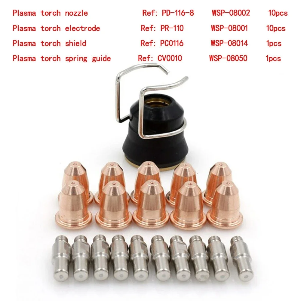 22pcs PD116-8 PR110 Plasma Cutting Torch Consumables For Trafimet S45 Pr-110 Wsp-08001 Plasma Torch Electrode WSP-08014 Cover