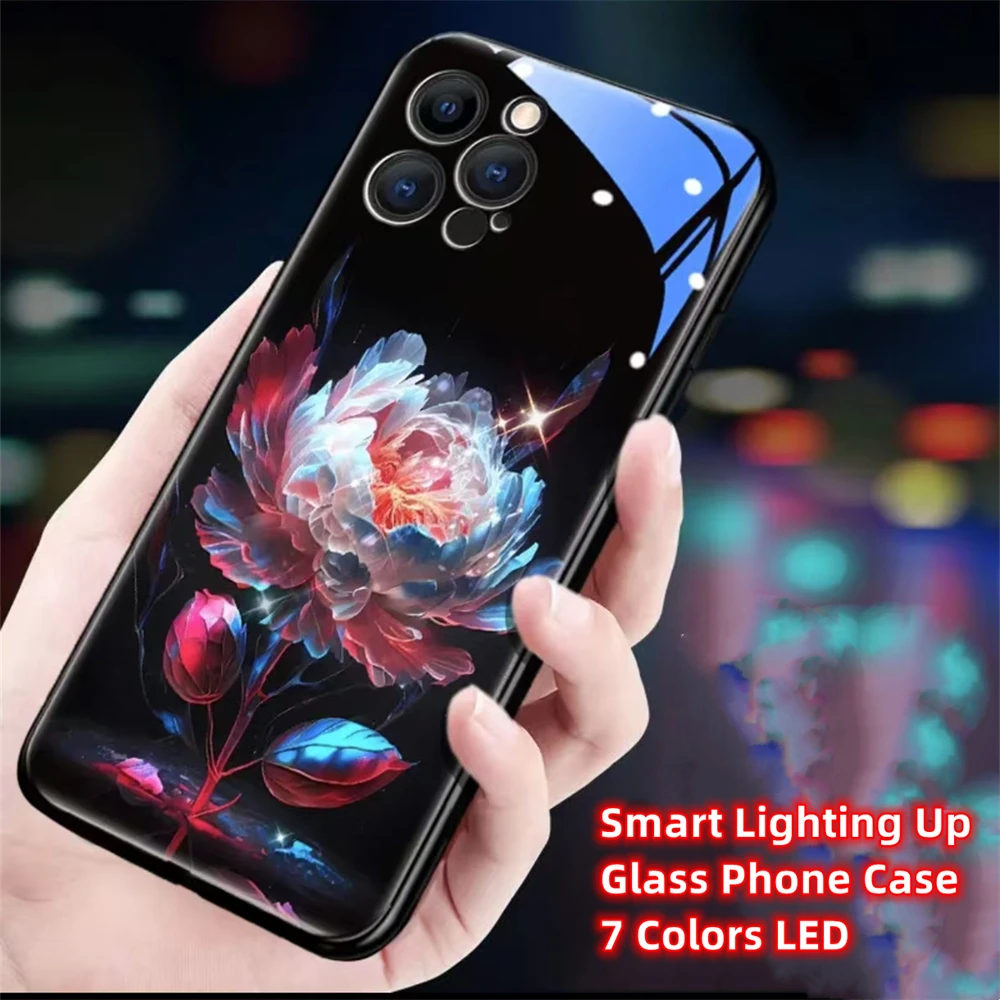 Reine Kristall-Lotus-Design-Handyhülle mit Sound-Musik-Steuerung und LED-Licht für Samsung S26 S25 S24 S23 S22 S21 S20 FE Plus Ultra – Detail 18