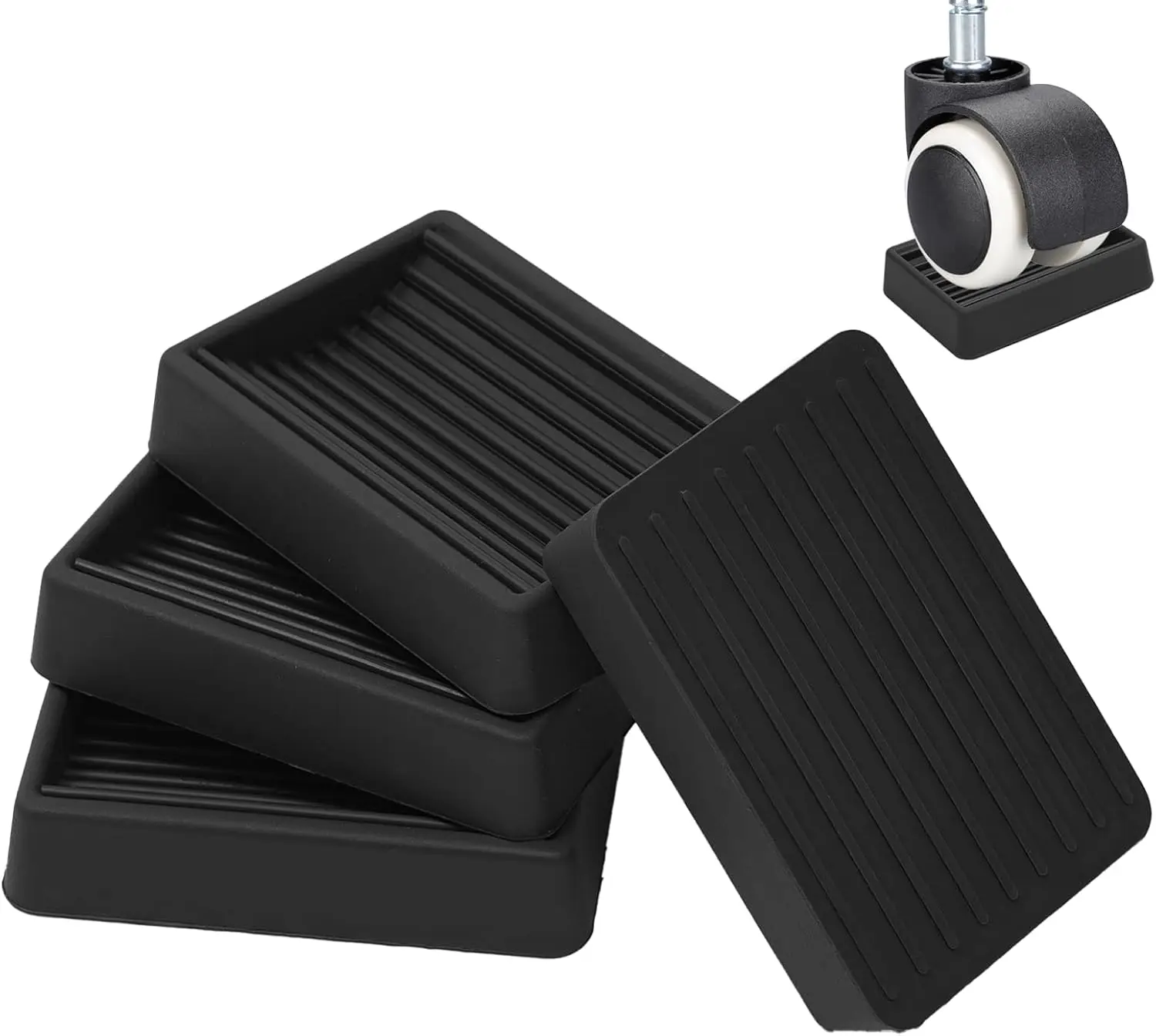 

Furniture Wheels Caster Cups, Non-Slip Rubber Bed Frame Stopper Floor Protector for Any Furniture with Wheels - 4 Pack (Black)