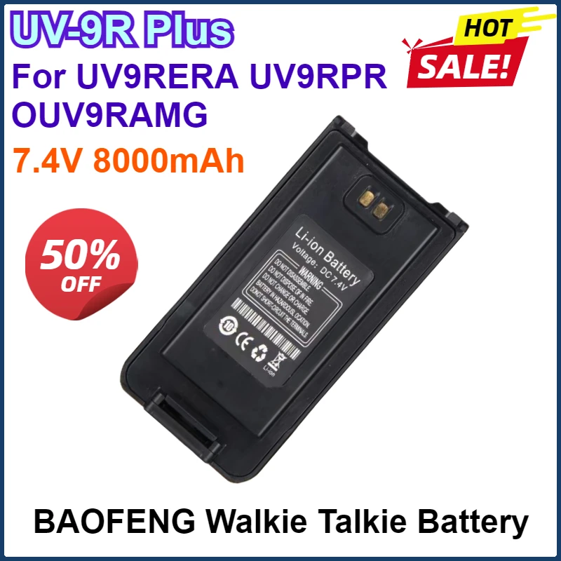 

7.4V 8000mAh BAOFENG UV-9R Plus Li-ion Battery Thicke Support Type-C Charging with Walkie Talkie UV9RERA UV9RPRO UV9RAMG