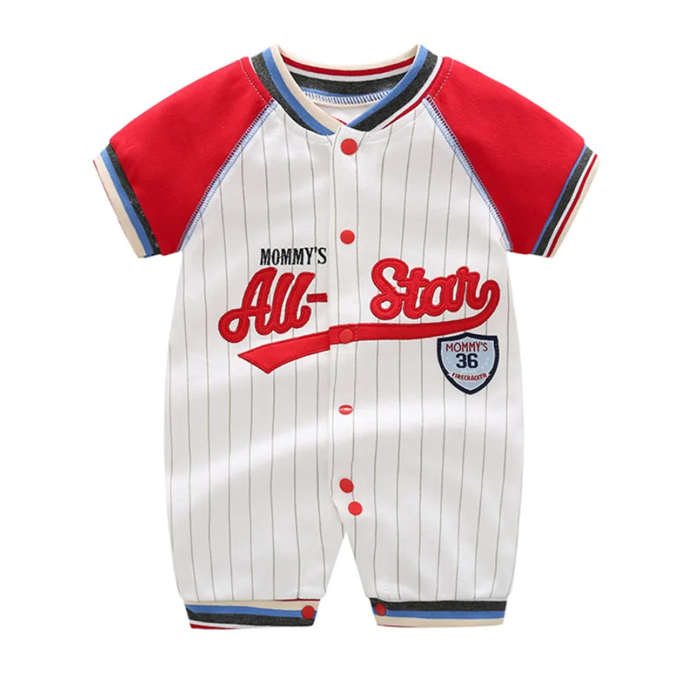 

Комбинезон для маленьких мальчиков и девочек, цельный пляжный наряд с короткими рукавами и мультяшным принтом, летняя одежда