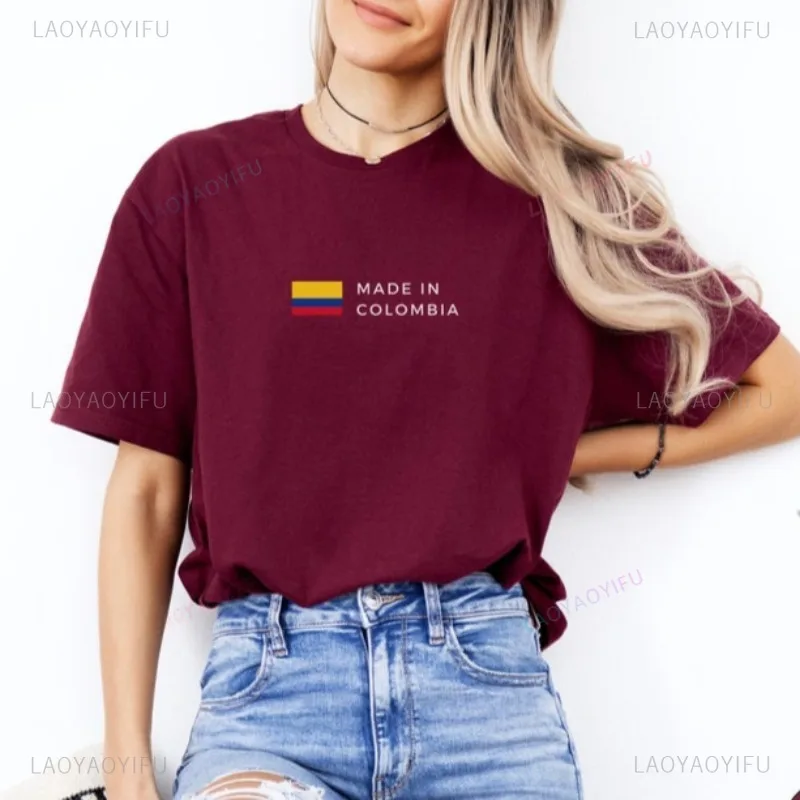 Made in Colombia Graphic T Shirts Fny Colombian Gift Colombia Flag Printing Tee Shirt High Quality Cotton Unisex Tops Camisetas