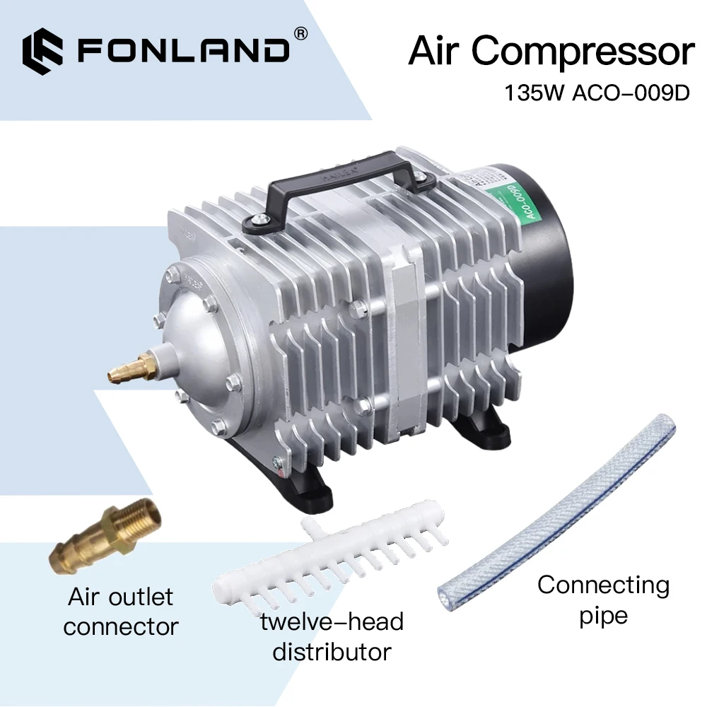 FONLAND 135W Air Compressor ACO-009D Electrical Magnetic Air Pump for CO2 Laser Engraving Cutting Machine
