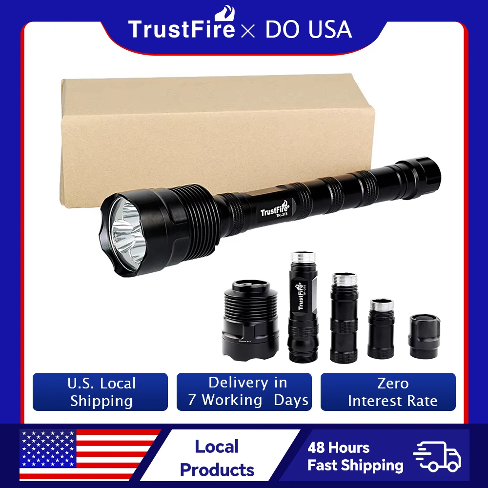 

TrustFire 3T6 TR-3T6 LED Flashlight Super Bright 3800 Lumens 5 Light Modes Large Tactical Torch (2x18650 / 3x18650 )