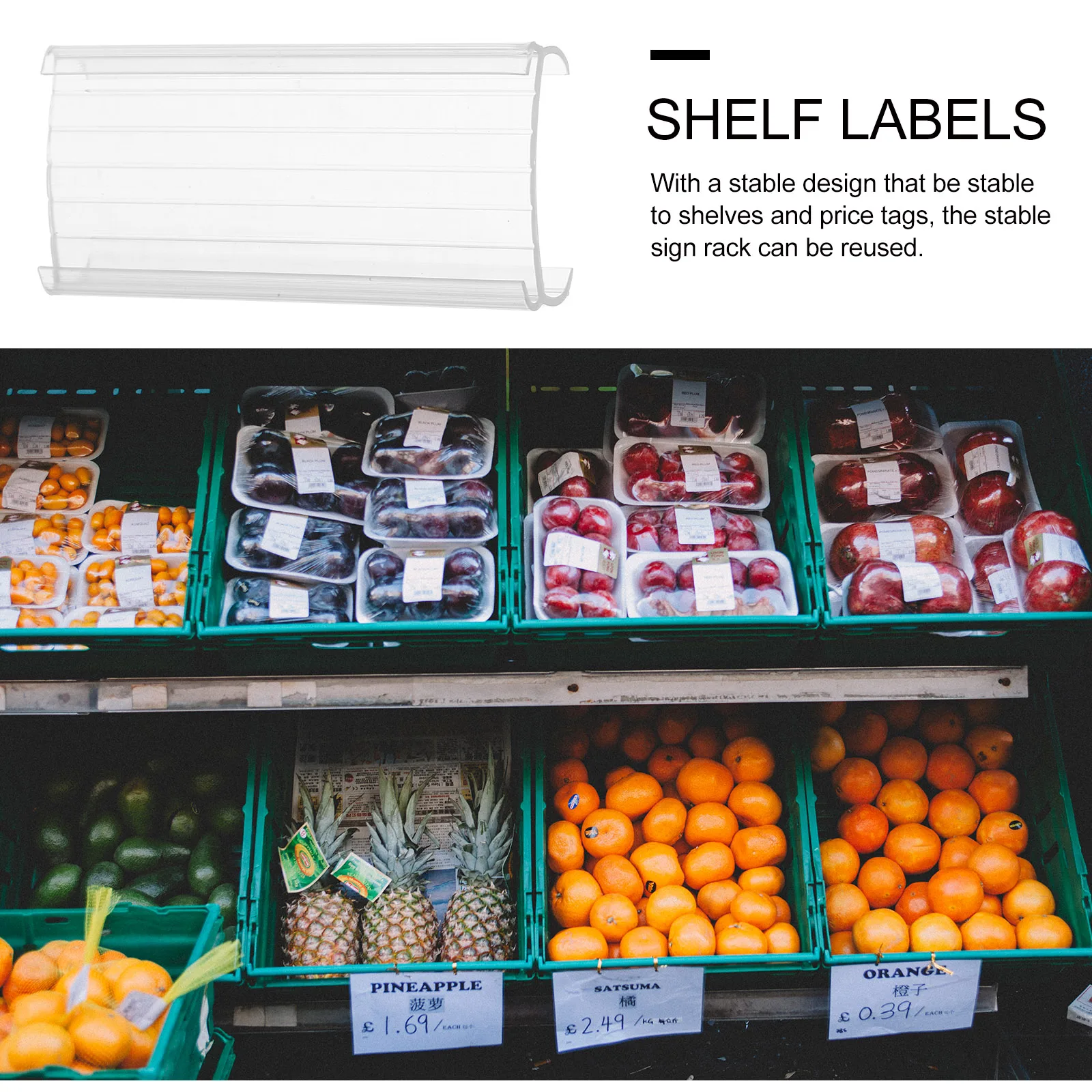 

20pcs Label Holders Transparent Wear-Resistant Shelf Label Holder For Price Tags Merchandise Sign Display Stand Retail