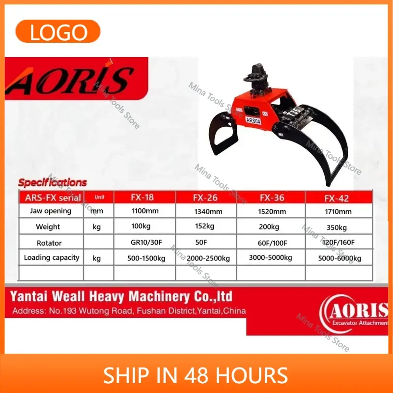 Factory Price 360 Degree Rotating Hydraulic Log Grab Wood Grapple for 6Ton Excavator