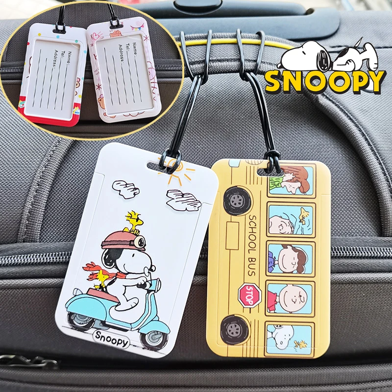 Snoopy Luggage Tag Check Plate Identification Plate Bag Charm Cartoon Anime Travel Suitcase ID Address Holder Baggage Tags Label