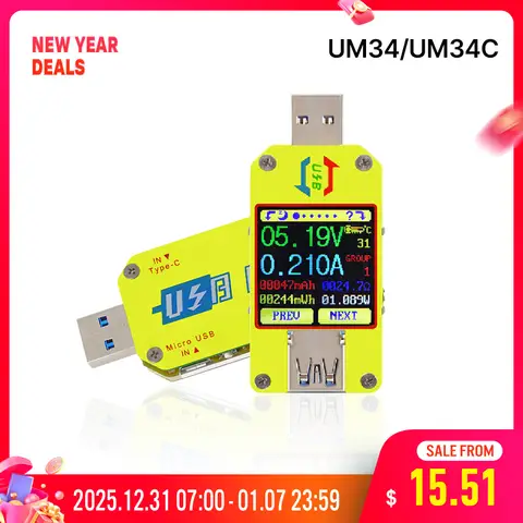 UM34 USB Voltmeter and Ammeter RD