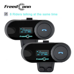 Freedconn Helmet Headset Bluetooth Motorcycle Intercom Moto Wireless Communication Interphone BT 5.0 Music Share 6 Riders FM