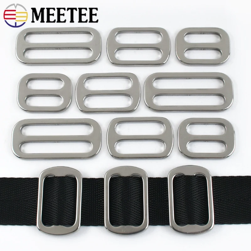 

2/5/10Pcs Meetee 20/25/38mm Stainless Steel Buckles Belt Adjust Buckle Webbing Strap Tri-Glide Slider Clasp Hardware Accessories
