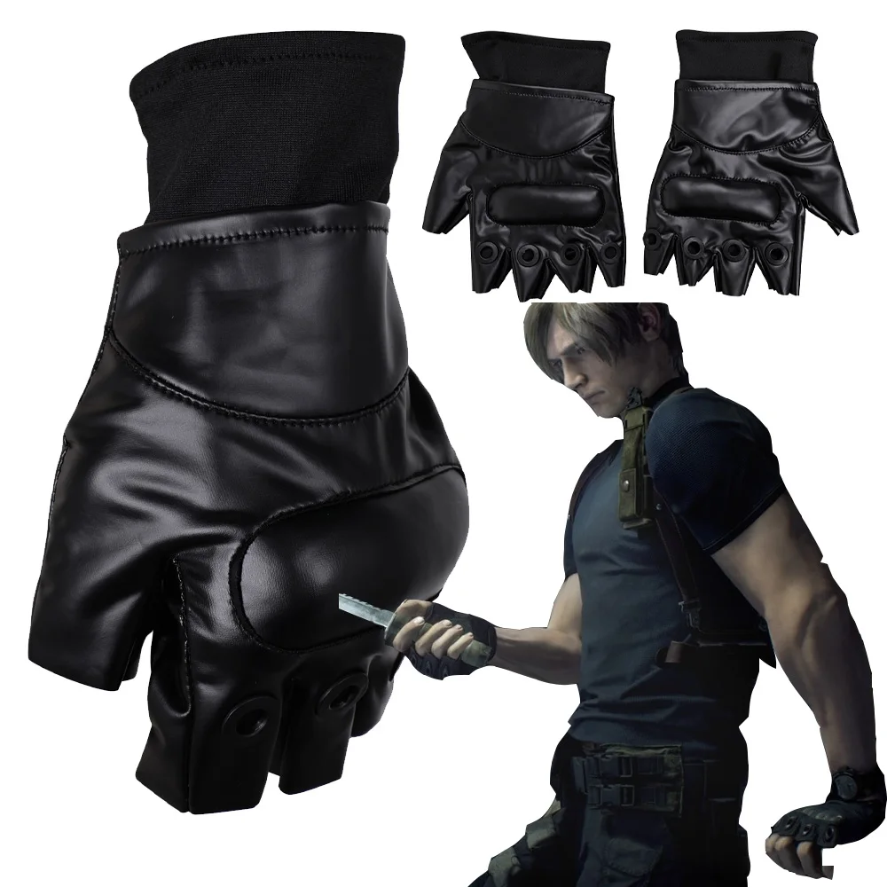 Male Leon Cos Scott Kennedy Cosplay Gloves Game Evil 4 Remake Finger Covers Adult Halloween Carnival Party Costume Accessories