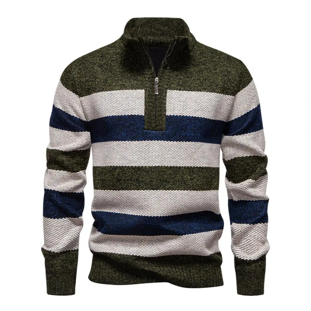 

Вязаные топы, стильный мужской свитер с цветными блоками и водолазкой, повседневный вязаный пуловер, топ на осень-зиму, модный вязаный топ