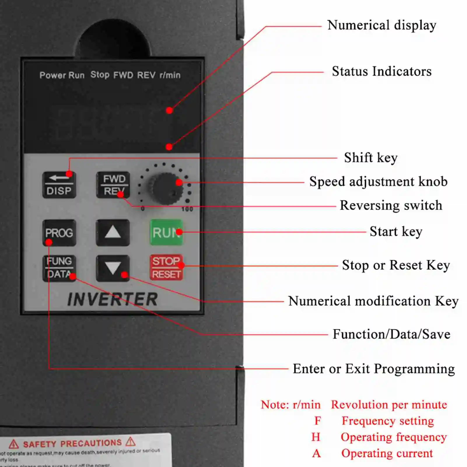 Penggerak Frekuensi Variabel VFD 2,2 KW Input Fase Tunggal Output 3 Fase Inverter VFD Konverter Frekuensi Inverter Variabel VFD