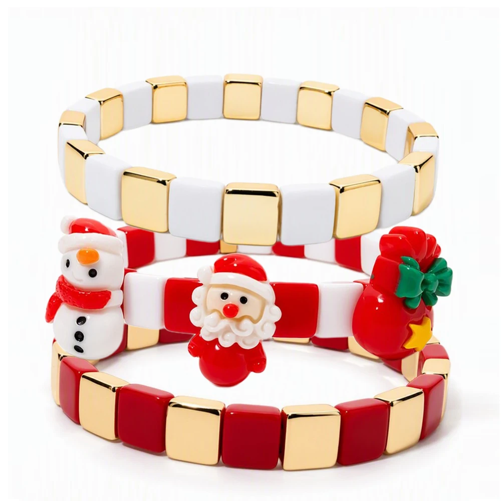 Gold White Black Color Bracelets for Women and Kids Christmas Hand Accessory Set Layered Bangle Sets