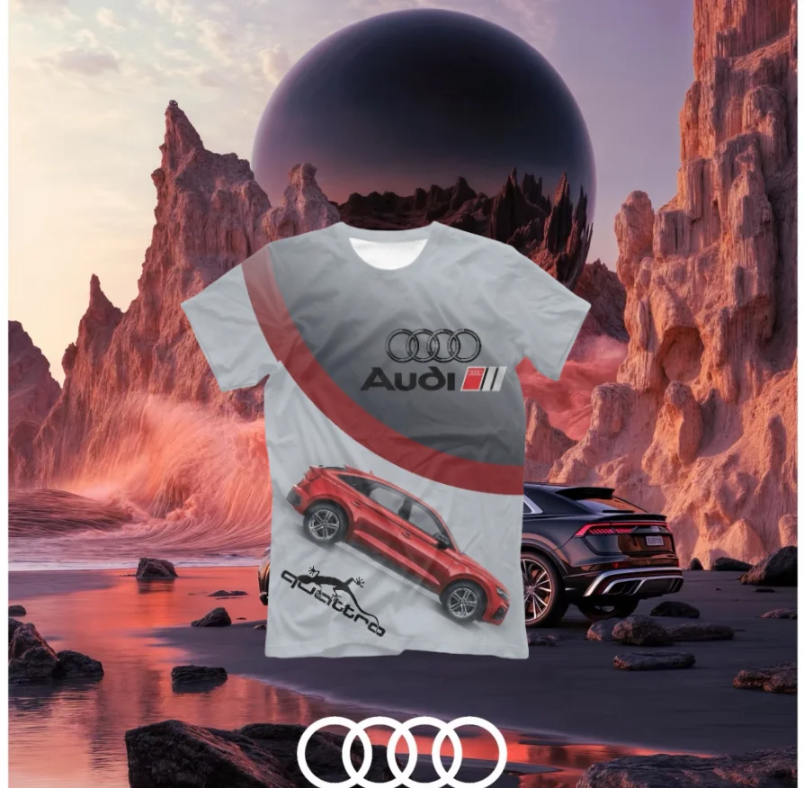 

Новинка 2025 года, топ для гоночного мотоцикла, дышащая футболка для занятий спортом на открытом воздухе Audi, летняя мужская повседневная спортивная уличная футболка с короткими рукавами