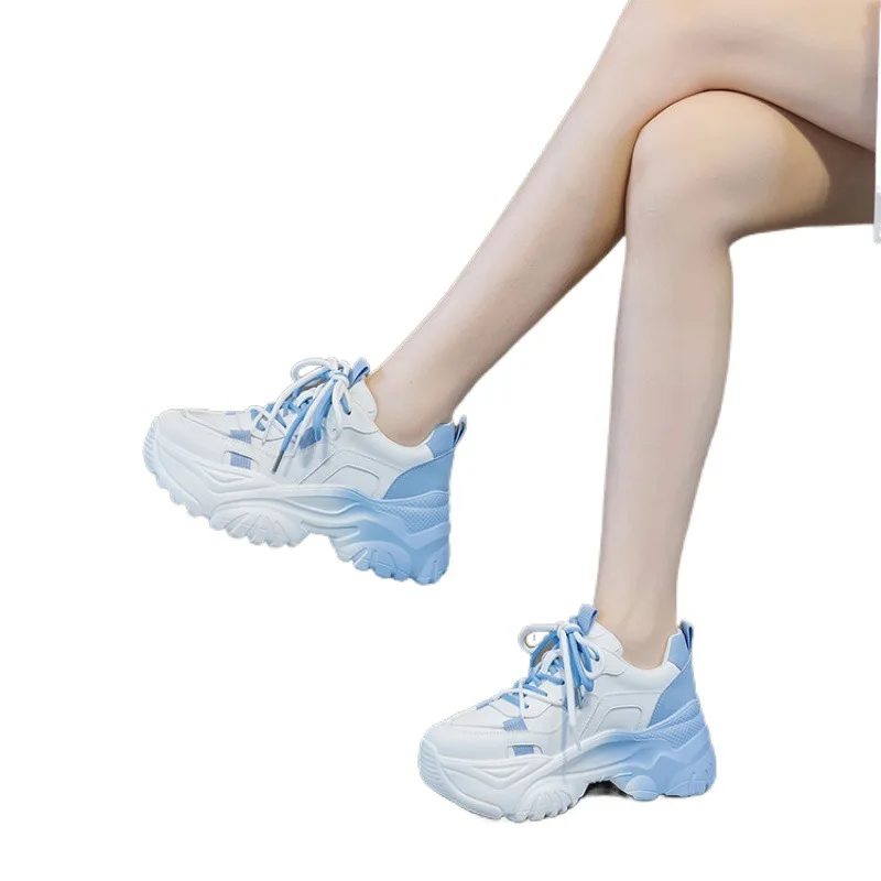 New Spring Chunky Platform Sneakers Women Lace Up Casual Sports Shoes Woman Outdoor Slow Walking Shoes Breathable Social Shoes