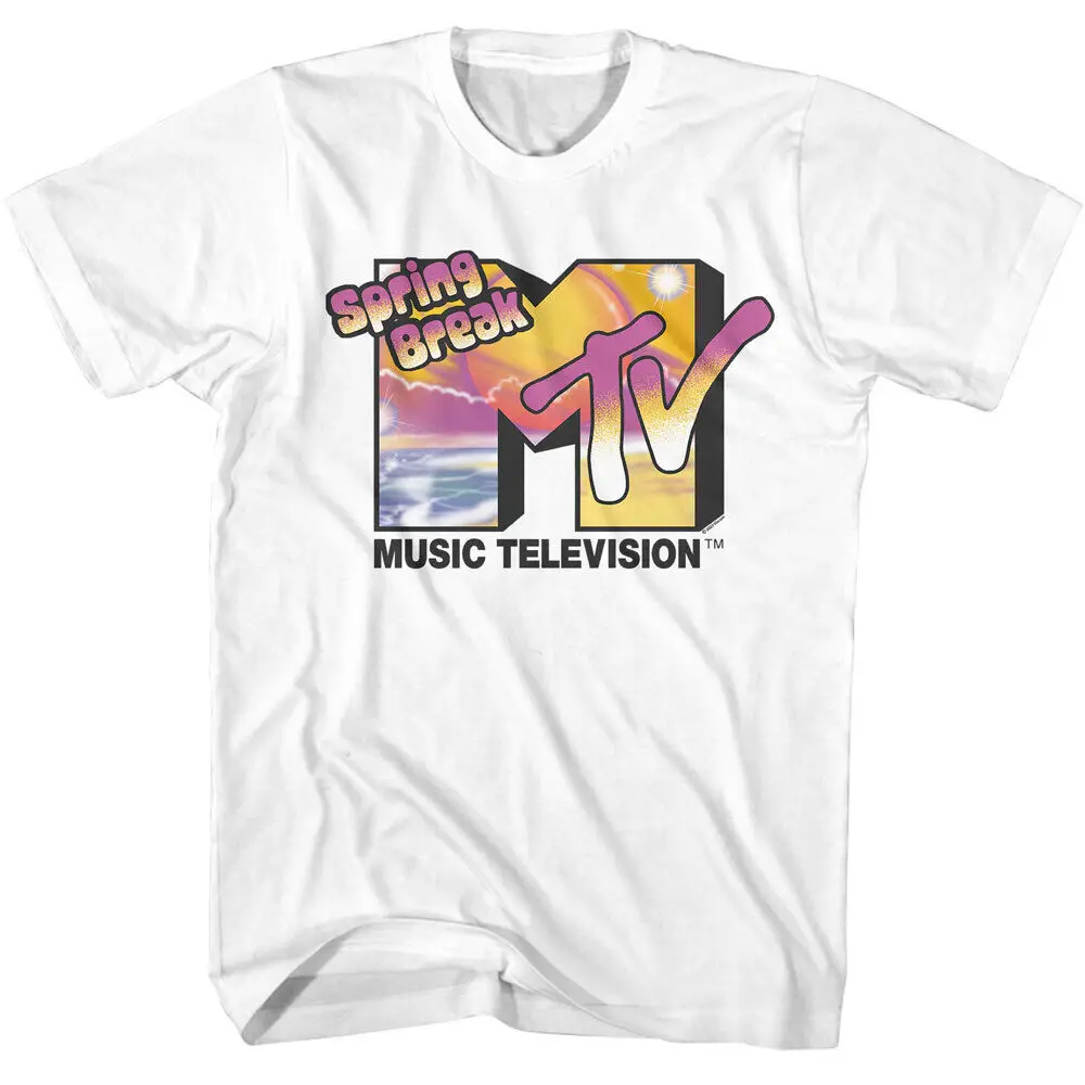 MTV Music Television Spring Break Airbrushed Beach Logo Men's T Shirt