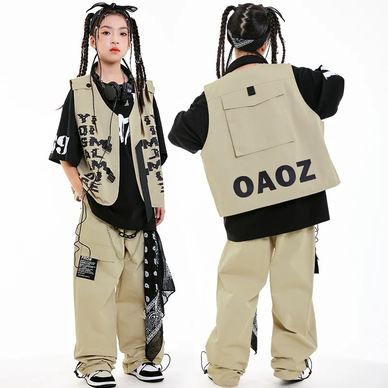 Cool Children Street Dance Performance Hip Hop Dance Costumes Kids Loose Girls Boys Group Jazz Dance Stage Clothes Wear DN20409