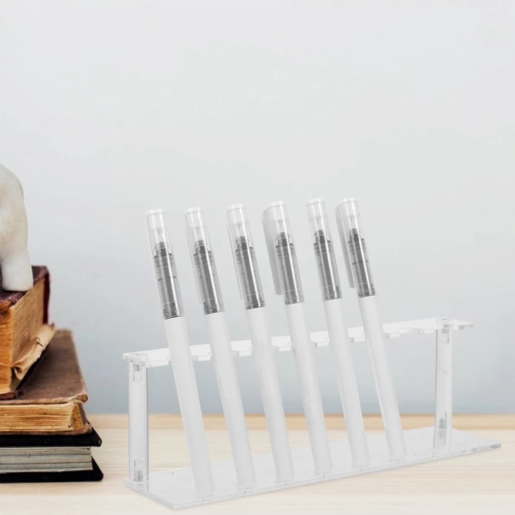 

2Pcs Acrylic Pen Display Stand Adjustable Layers Multifunctional Organizer for Fountain Pens Eyebrow Pencils Ballpoint Pens Desk