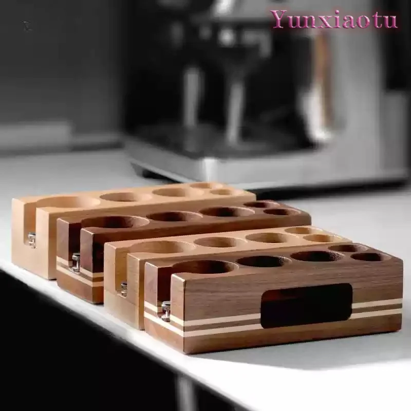 Walnut Wood Espresso Tamping Station, Coffee Portafilter Holder, Organizer for Tamper & Distribution Tool