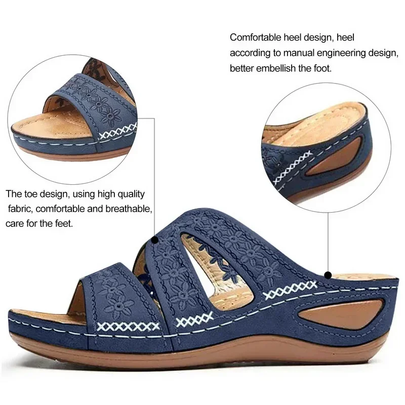 Sommer 2026 Damen-Sandalen mit offenen Zehen, Retro Rutschfeste Leder-Freizeitsandalen, Modische Vielseitige Damensandalen – Detail 25