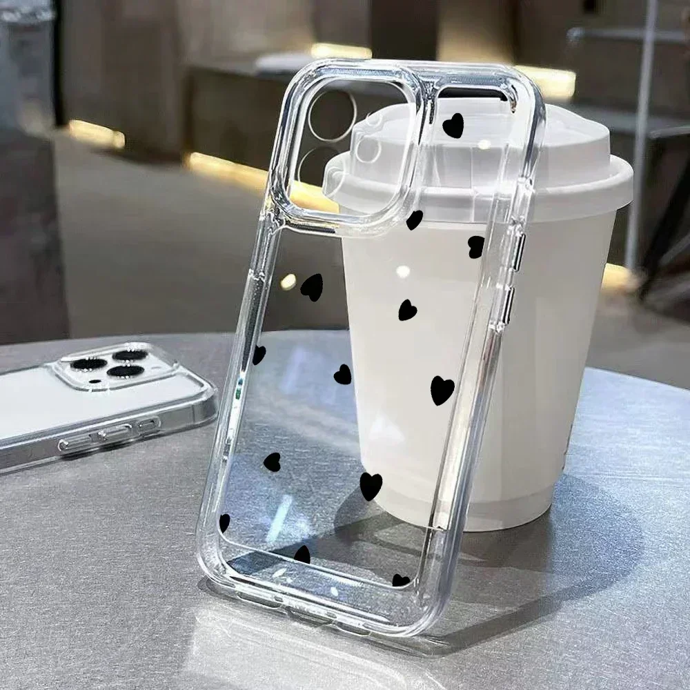 Love HeartสําหรับiPhone 14 Pro Max 15 11 13 12 XR X XS 7 8 Plus SE 2020 14Promax 13PromaxซิลิคอนFundasโปร่งใสครอบคลุม