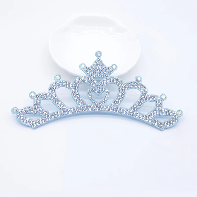 6Pcs 13CM Padded Crown Rhinestone Patches for DIY Clothes Hat Shoes Crafts Decor Applique Headwear Bow Jewelry Accessories