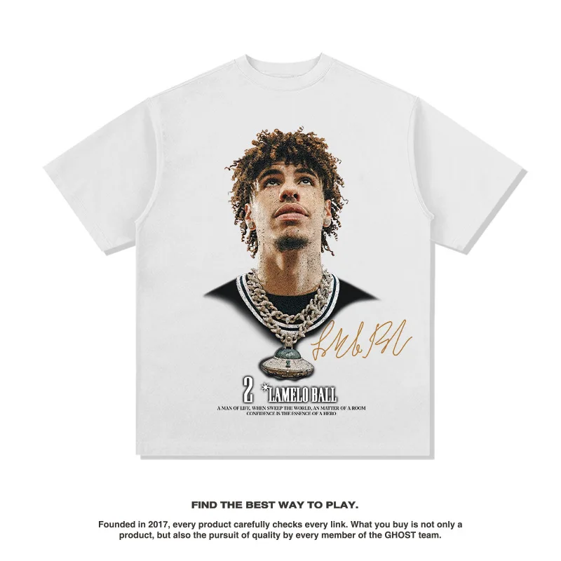 New Basketball  Round Neck Cotton Long Sleeve men LaMelo Ball  Shirt Summer Short Sleeve Loose Heavyweight Plus Size Sports Top