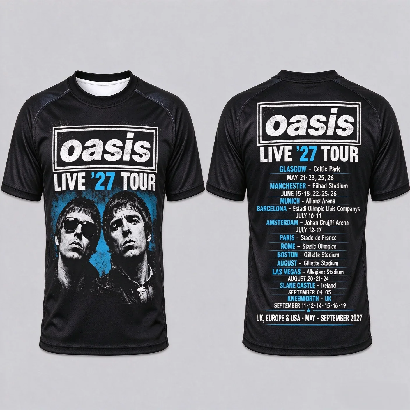 British Rock O-Oasis Live 27 Tour 2026 New T Shirt Women's Hip Hop Gothic Short Sleeve T-shirts Men Punk Tide Clothing T-shirts