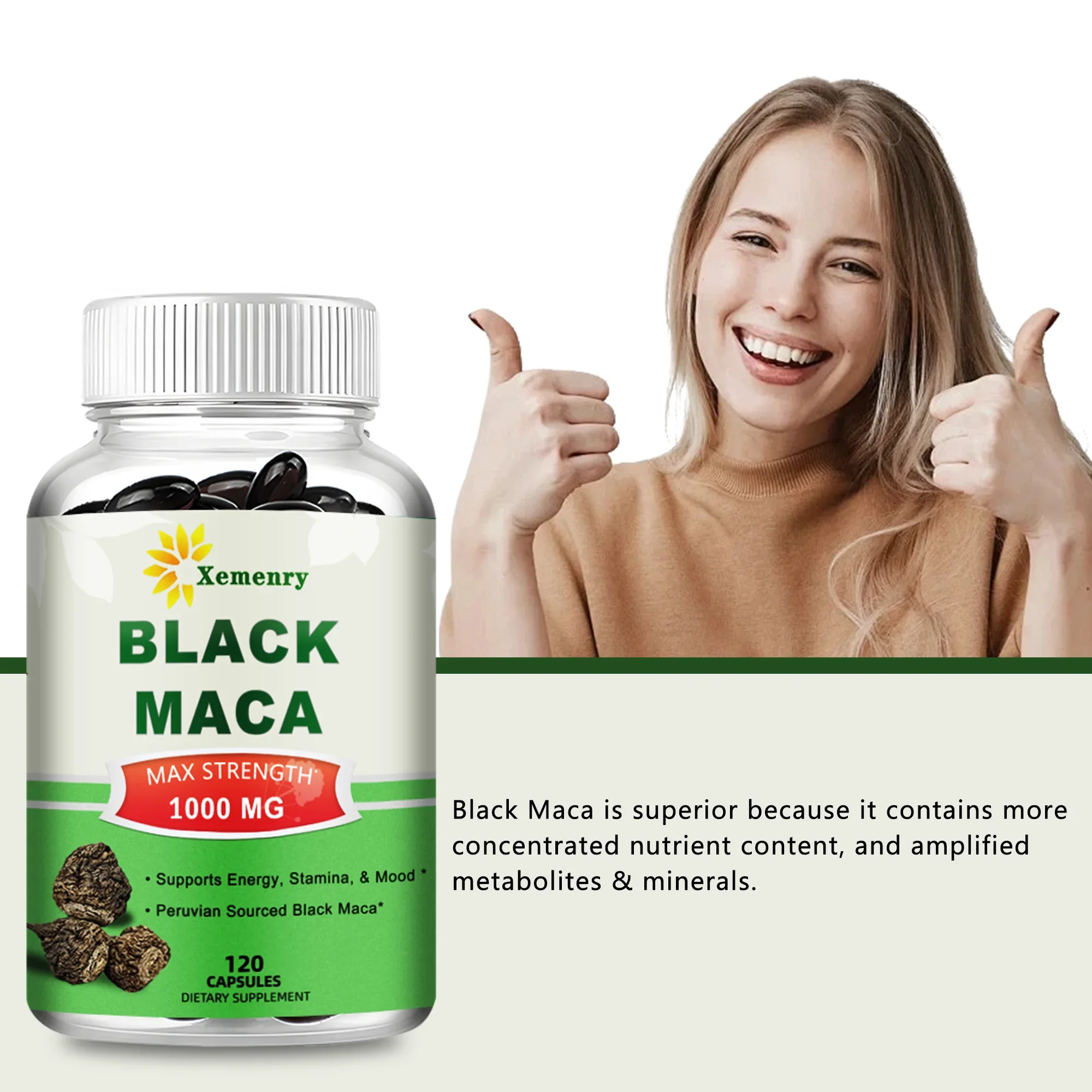 Black Maca - زيادة الحجم والتحمل، وتحسين الحيوية، وتخفف التعب - 120 كبسولة #6