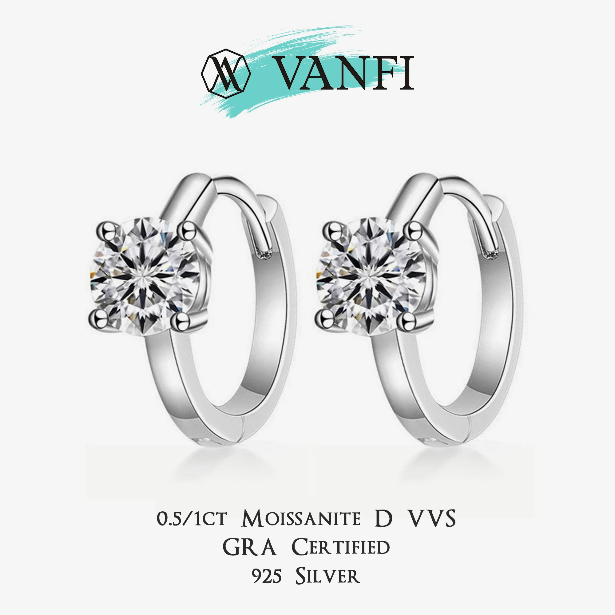 

Сертифицированные Kfvanfi серьги-кольца с муассанитом для женщин, стерлинговое серебро 925 пробы, белое золото, высококачественные роскошные сверкающие ювелирные изделия