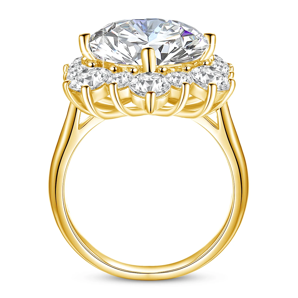 Massiver Rundschliff 13mm 8ct Moissanit-Ring mit Zertifizierung Luxus-Hochzeitsschmuck für Frauen Verlobungsgeschenk Testbestanden – Detail 3