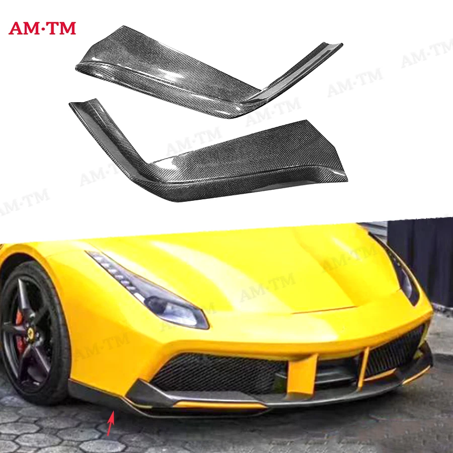 Protector de Parachoques Delantero de Fibra de Carbono para Ferrari 488 GTB 2015-2018, Alerón Delantero, Divisor de Alerón, Protector de Parachoques Delantero, Kit de Carrocería