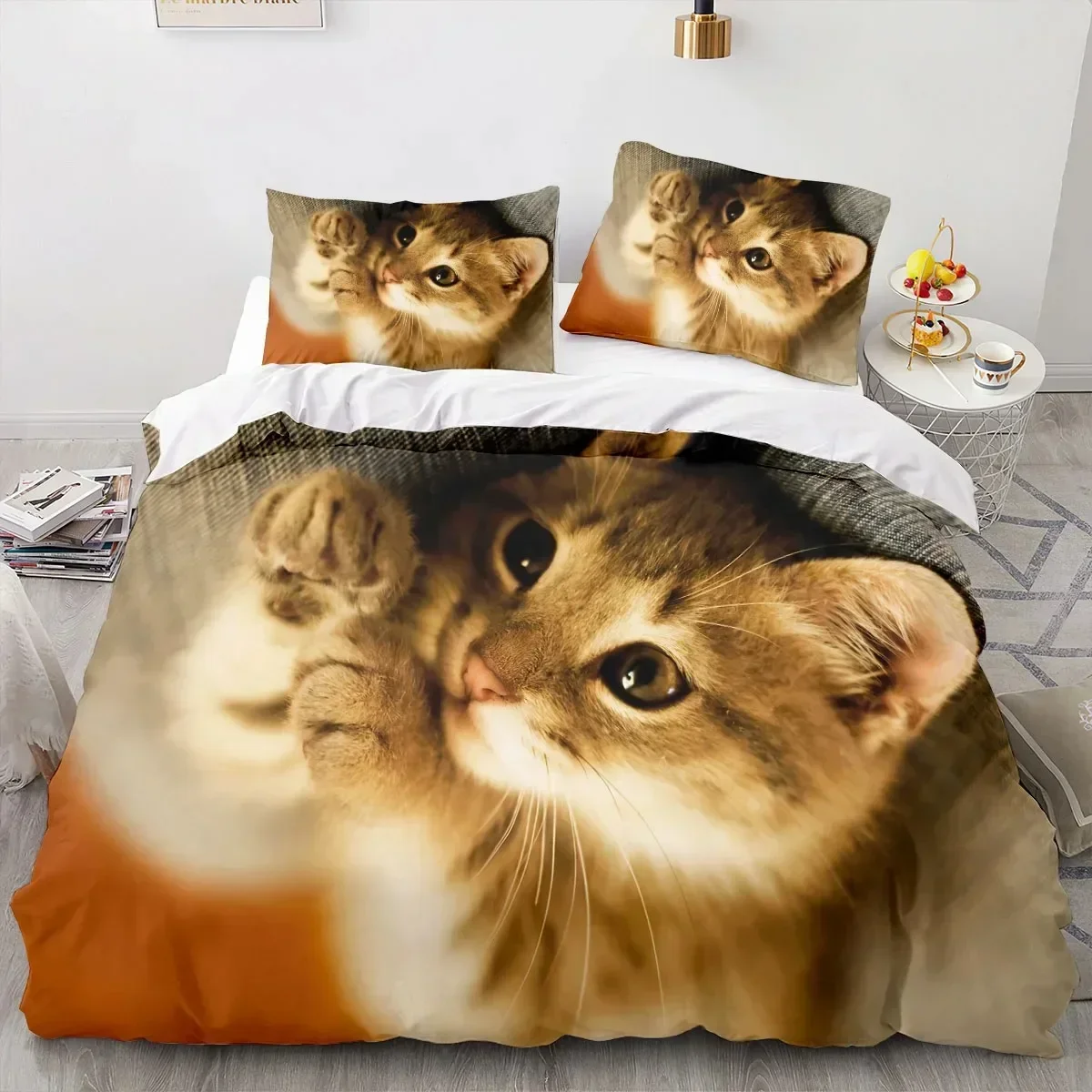Luxury New 3D Print Animal Cat Comfortable Duvet Quilt Cover Pillowcase Bedding Set Children Bedroom Decoration Home Textile