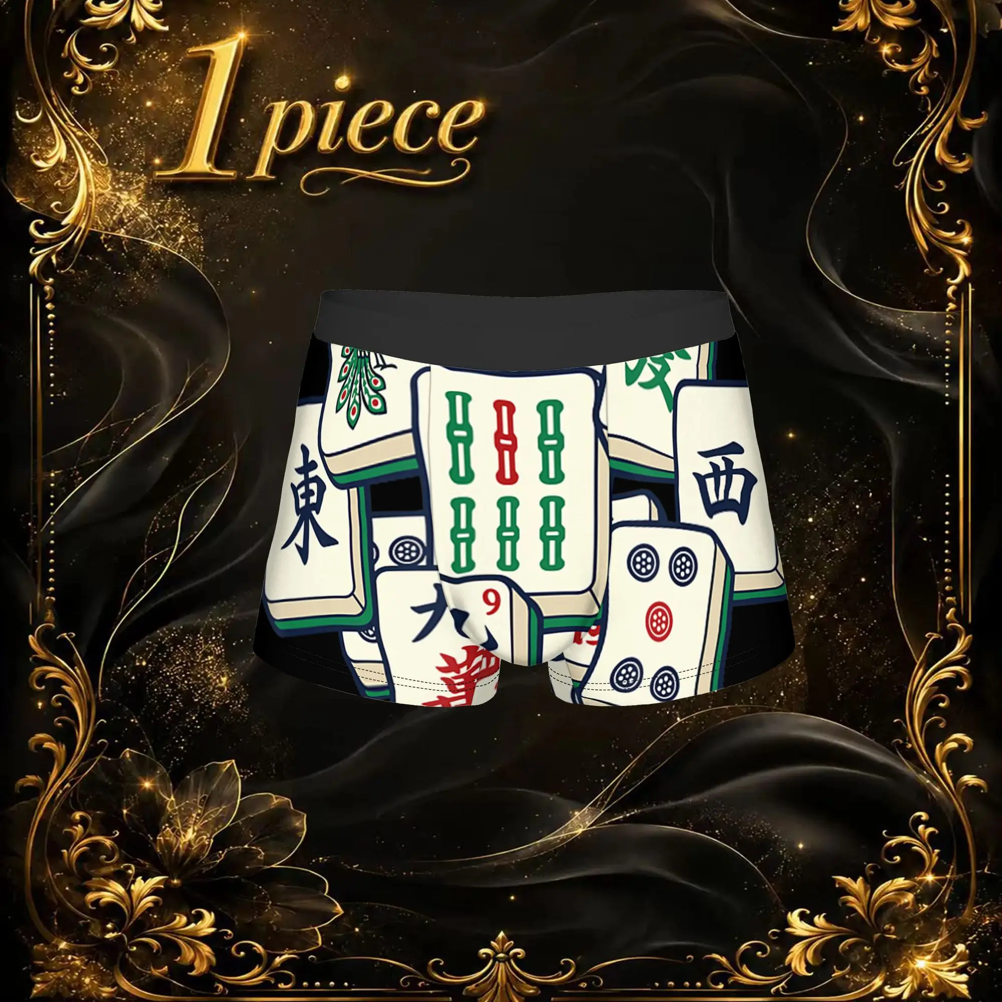 1pc Popular Cool Mahjong Art For Girls Player Mahjongg Fan boxers  Novelty Panties Men's Underwear Ventilate Shorts Boxer Briefs
