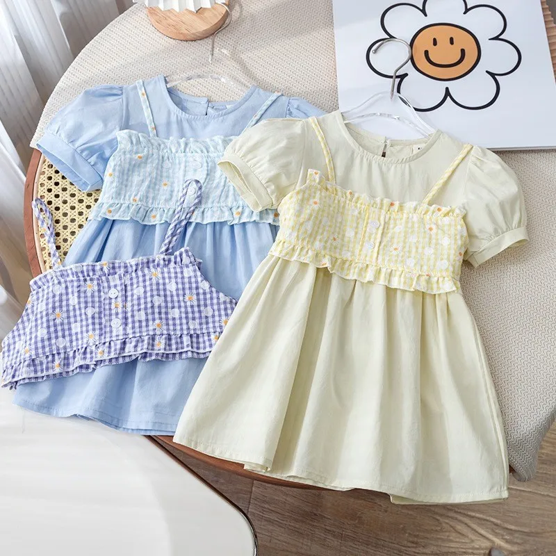 

Summer dress for baby floral dress with puffed sleeves stylish and fresh princess-style dress for little girls