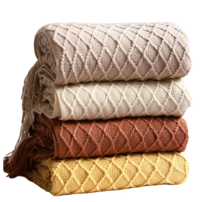 

Luxury Gift Tassel Blankets Knit Throw Blanket Sofa Shawl Soft Blanket with Tassels Scarf Cozy Nap Blankets Chunky Bedspread