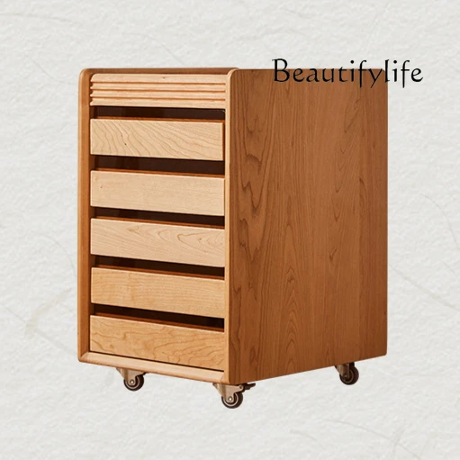 

Removable chest of drawers Nordic retro data cabinet Small wooden office study file cabinet